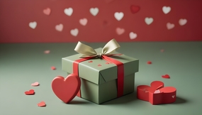 绿色礼品盒礼物摄影图片